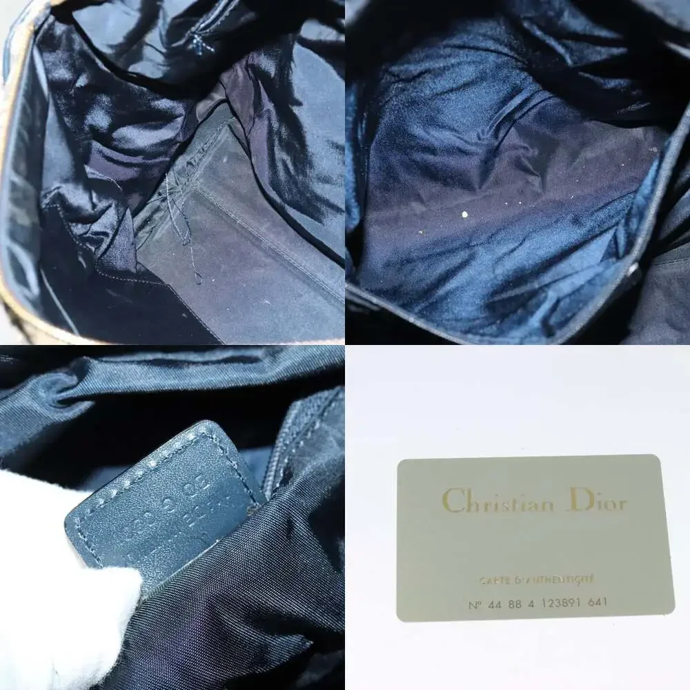 DIOR Trotter Canvas Boston Bag Navy Gold